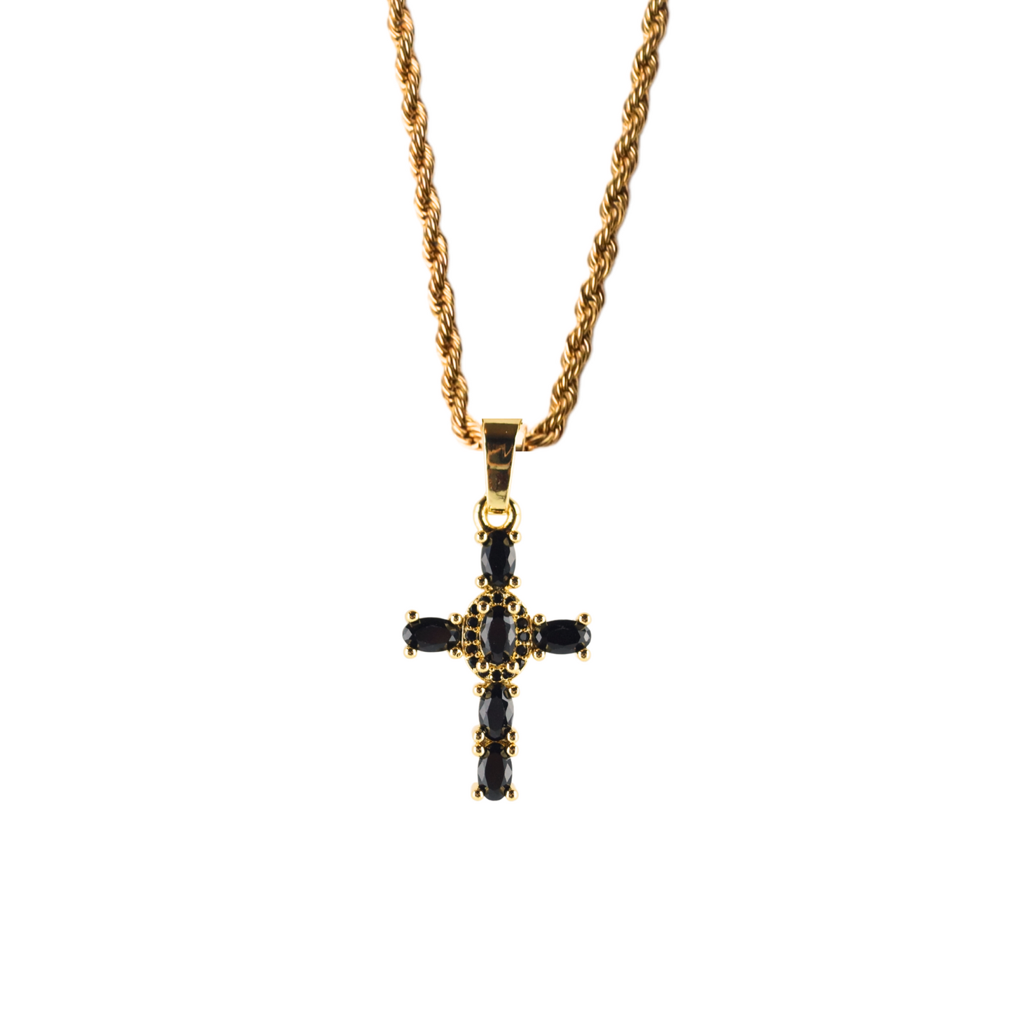 Black Emerald Cross Necklace